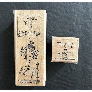 Stampin' Up Rubber Stamp Lot 2 Wanda Inside Outside Words Thank You Speechless